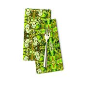 BN5 - SM - Abstract Marbled Mystery Tapestry in Forest Green - Lime - Olive - Brown - Yellow 