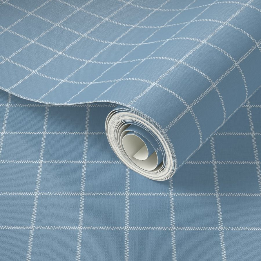 French Blue Linen Check