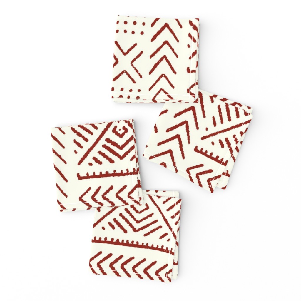 Line Mud Cloth // Maroon & Ivory // Large