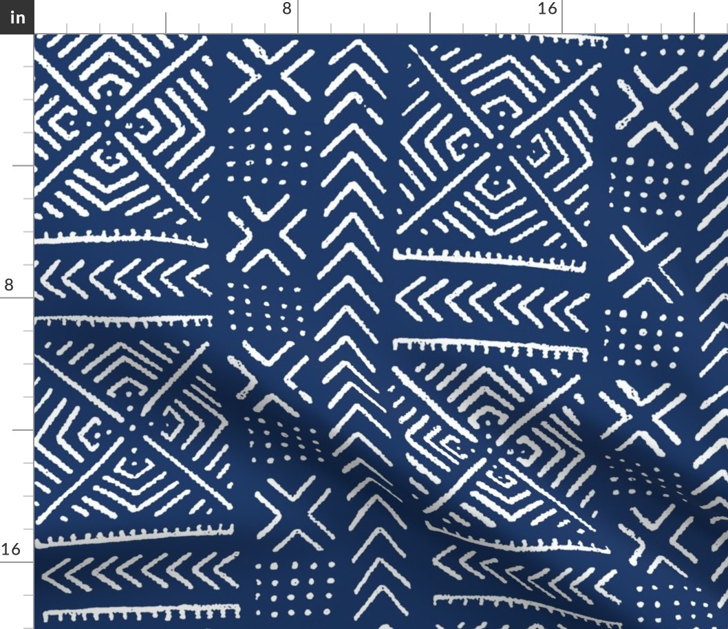 Line Mud Cloth on Navy // Large