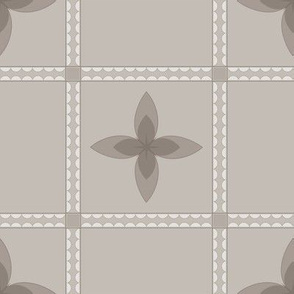 4 Petal Place: Warm Gray Floral Grid Pattern