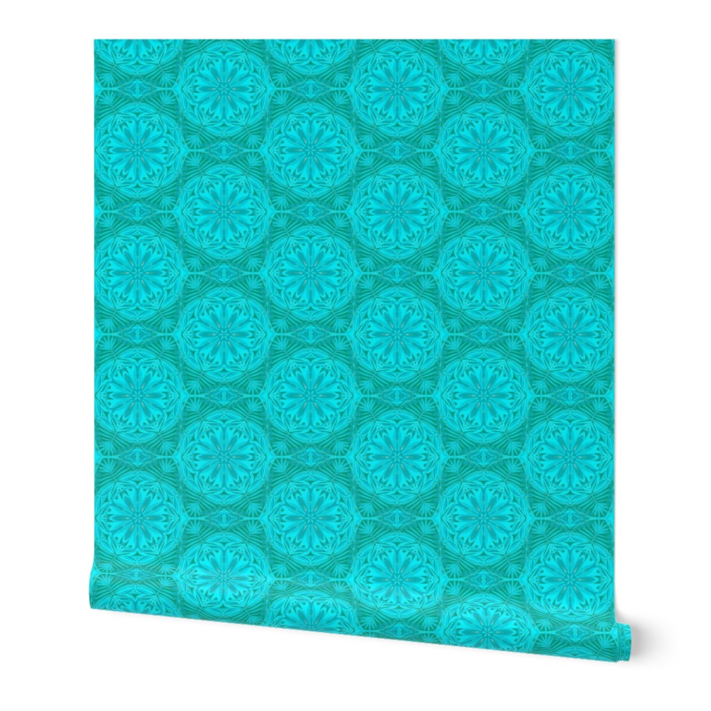 Pearly Aqua Lace on Turquoise - Extra Large Scale