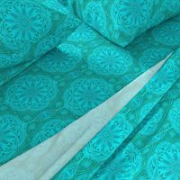 Pearly Aqua Lace on Turquoise - Extra Large Scale