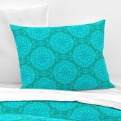 Pearly Aqua Lace on Turquoise - Extra Large Scale