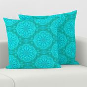 Pearly Aqua Lace on Turquoise - Extra Large Scale