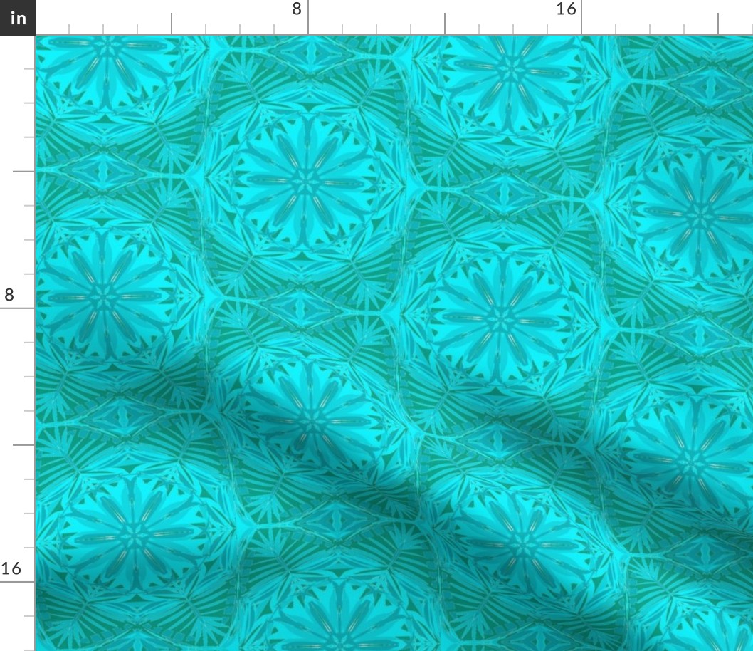 Pearly Aqua Lace on Turquoise - Extra Large Scale