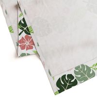 Tropical floral white pink and green