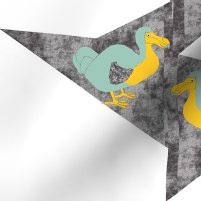 Dodo Bird Design on Gray Triangular Background