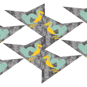 Dodo Bird Design on Gray Triangular Background