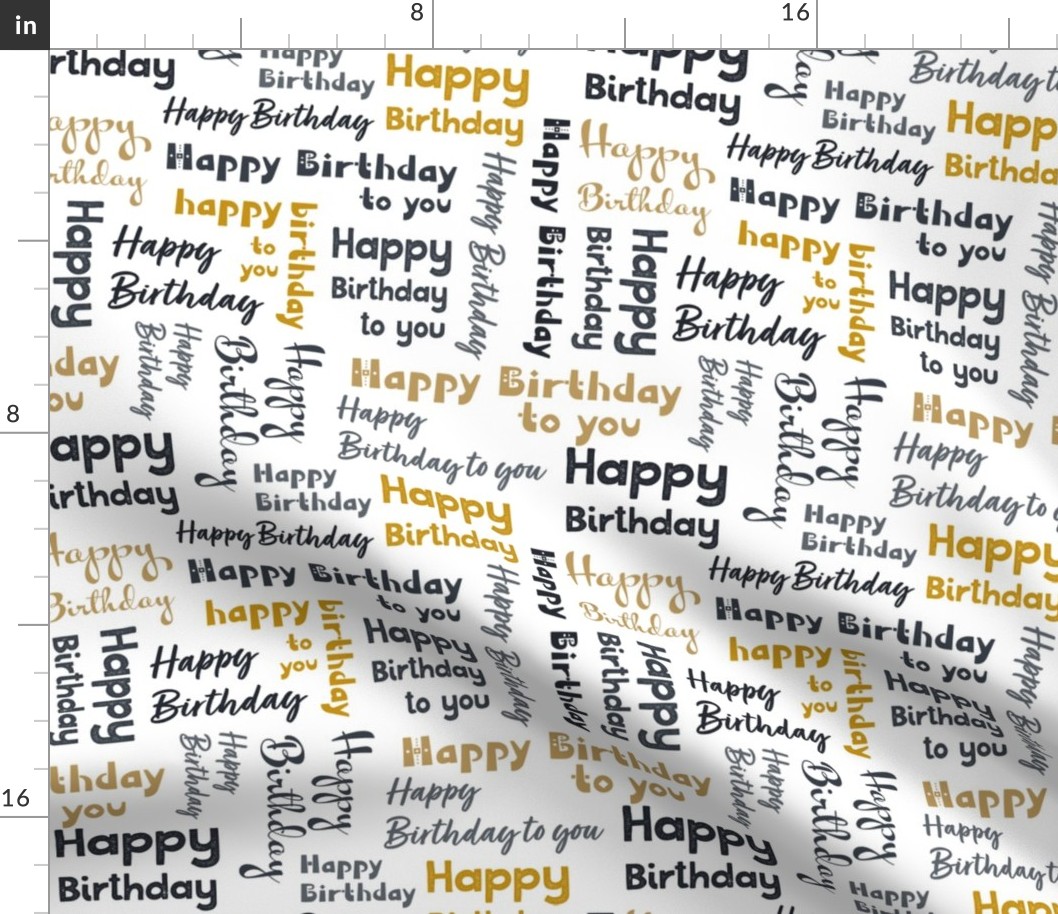 Happy Birthday Typography in Black and Gold Tones © Jennifer Garrett
