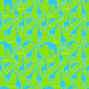 Blue Giraffes on Green