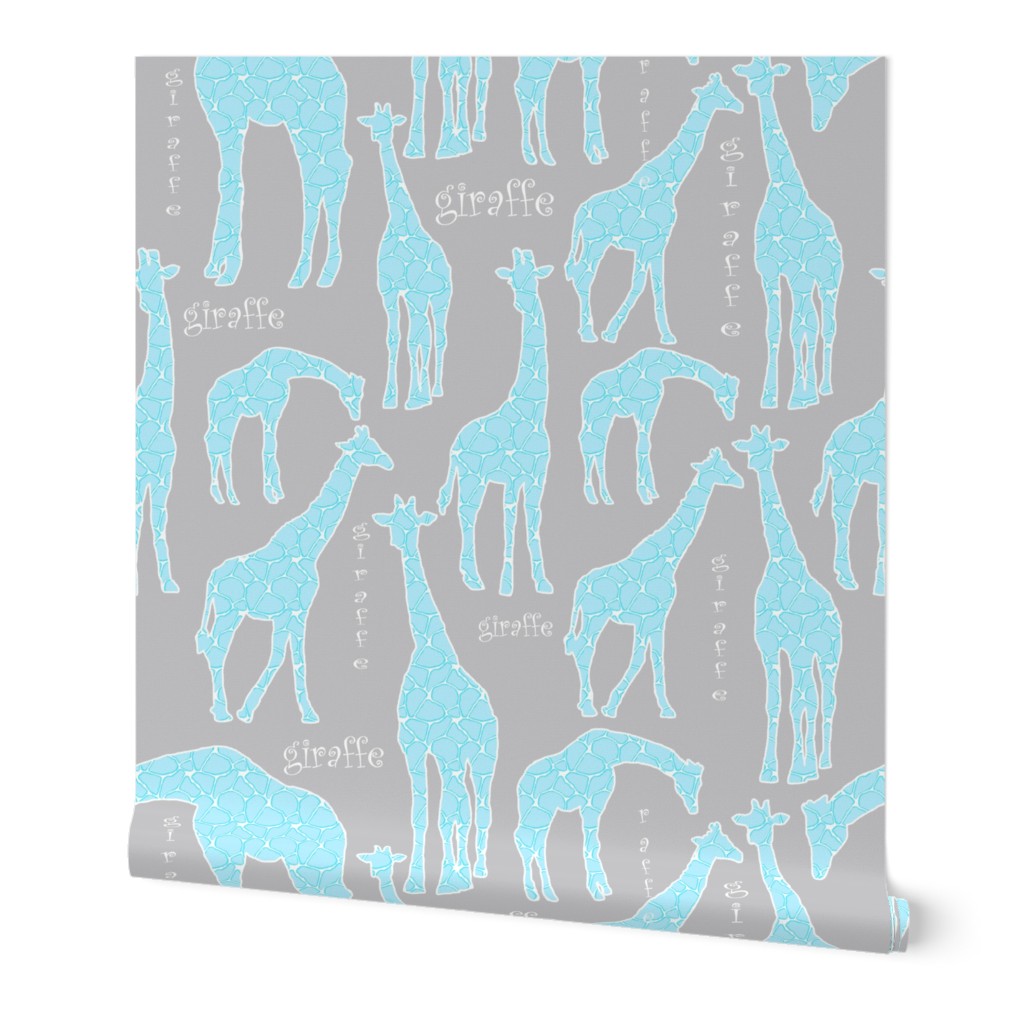 Blue Giraffes on Gray