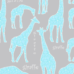 Blue Giraffes on Gray