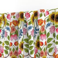 Spring Flowers Pattern - Sunflowers, Tulips, Roses & Delphinium