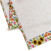 Spring Flowers Pattern - Sunflowers, Tulips, Roses & Delphinium