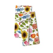 Spring Flowers Pattern - Sunflowers, Tulips, Roses & Delphinium