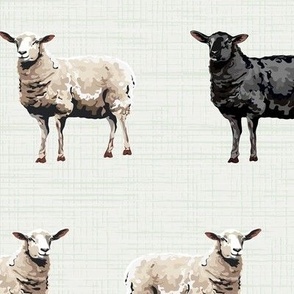 Cottagecore Farmyard Sheep, Neutral Colors Black Taupe, Simple Black Sheep Farm Animal