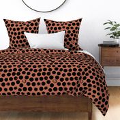 Abstract Scandinavian circles raw textured brush dots autumn copper brown LARGE bedding wallpaper