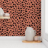 Black and copper brown abstract dalmatian spots and dots leopard animal skin organic trendy gender neutral geometric print