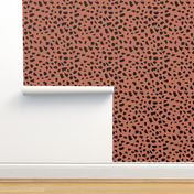 Black and copper brown abstract dalmatian spots and dots leopard animal skin organic trendy gender neutral geometric print