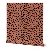 Black and copper brown abstract dalmatian spots and dots leopard animal skin organic trendy gender neutral geometric print