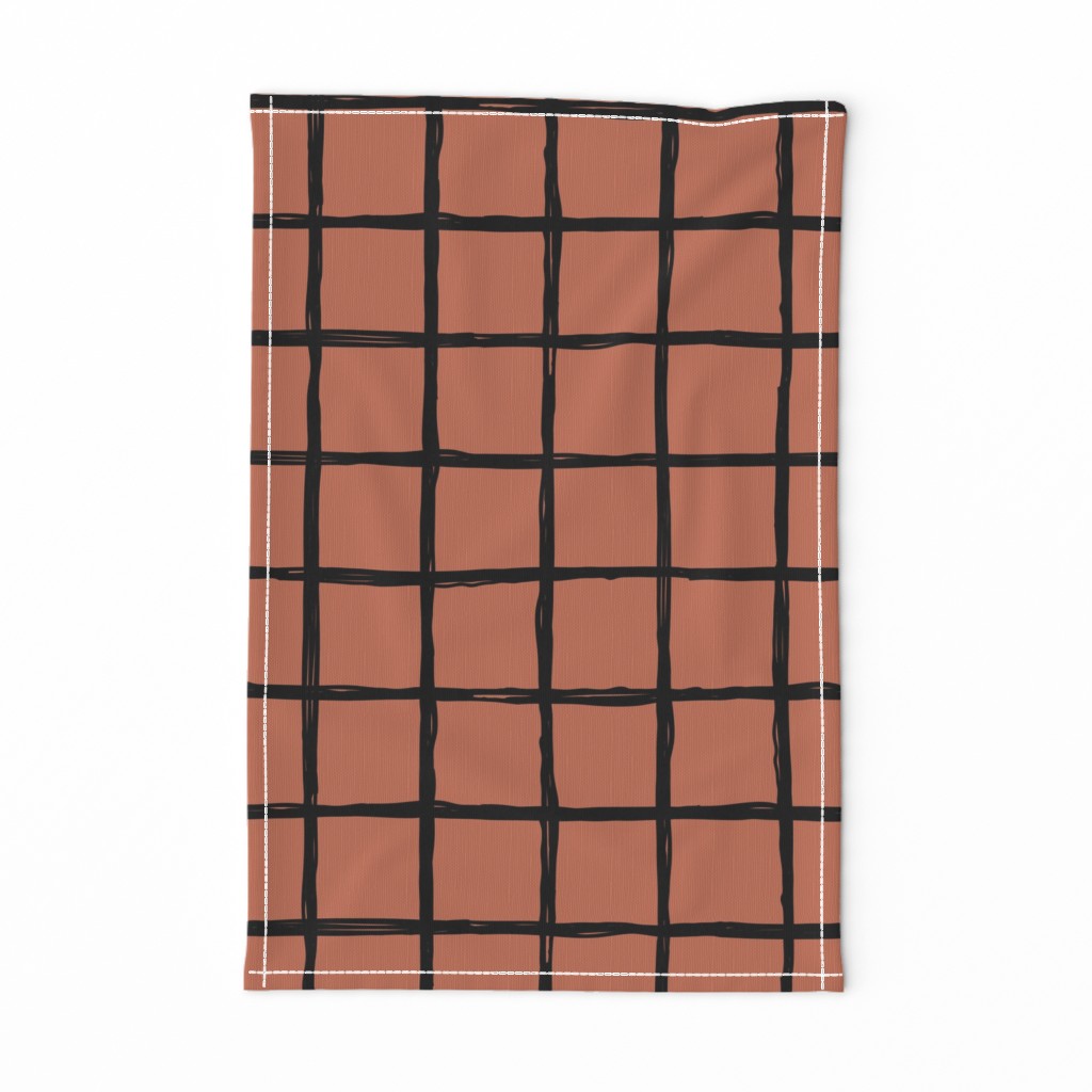 Abstract geometric black and copper autumn checkered stripe trend pattern grid