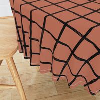 Abstract geometric black and copper autumn checkered stripe trend pattern grid