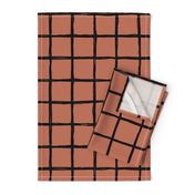 Abstract geometric black and copper autumn checkered stripe trend pattern grid