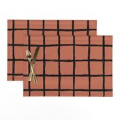 Abstract geometric black and copper autumn checkered stripe trend pattern grid