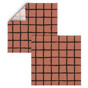 Abstract geometric black and copper autumn checkered stripe trend pattern grid