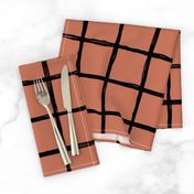 Abstract geometric black and copper autumn checkered stripe trend pattern grid