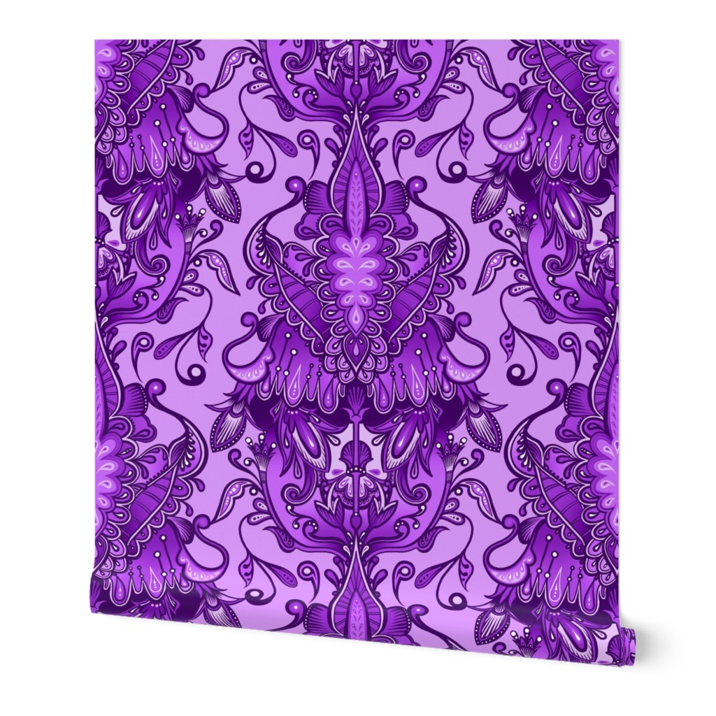 Monochrome Violet Damask