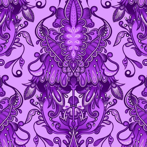 Monochrome Violet Damask