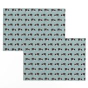 hampshire pig simple farm animal pigs fabric med blue