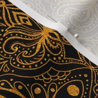 fancy black and gold ogee damask 