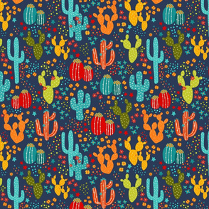 Cactus Fantasy On Navy