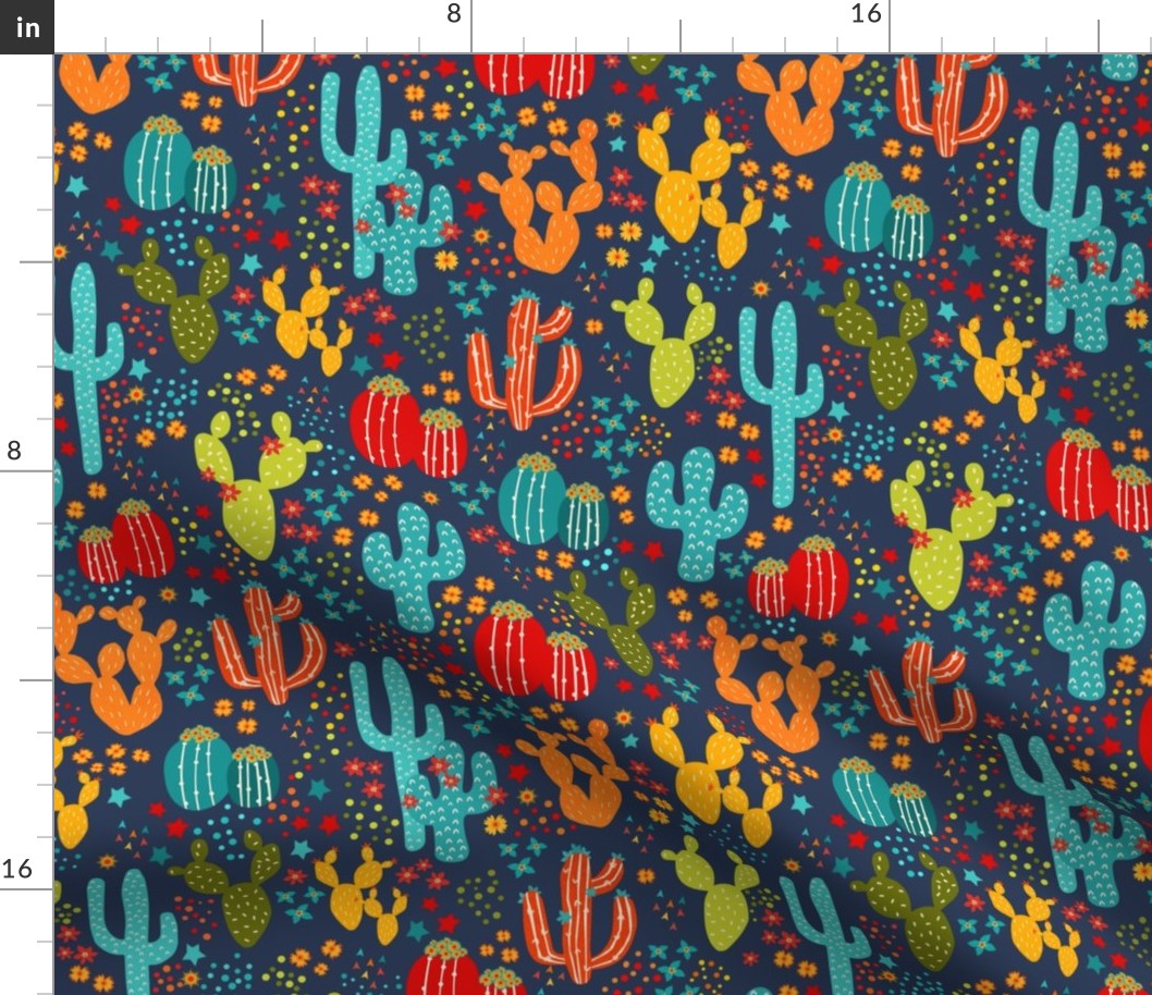 Cactus Fantasy On Navy