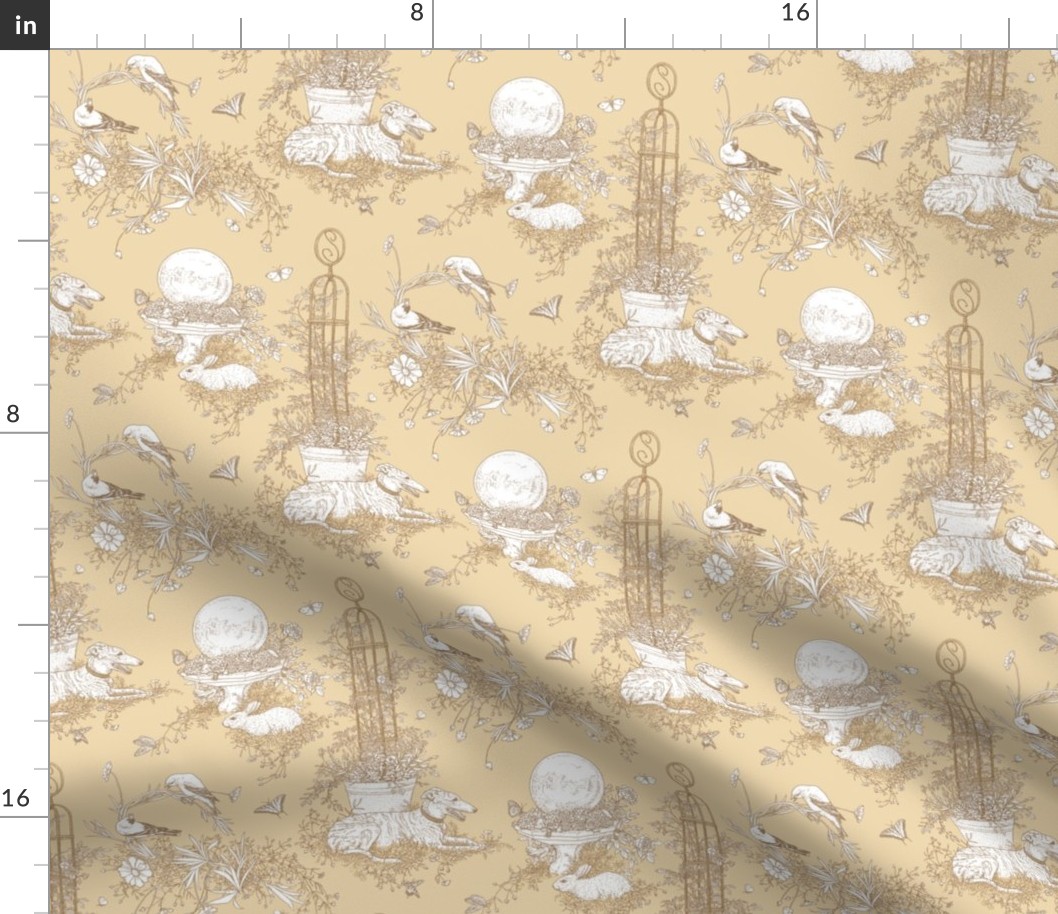 My Garden Toile Main Small - Khaki Beige Â©2011 by Jane Walker