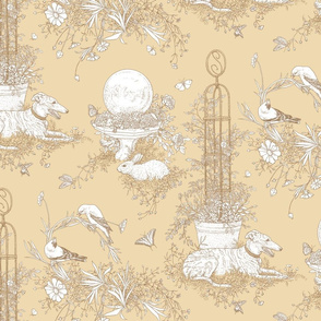 My Garden Toile Main Large - Khaki Beige  ©2011 by Jane Walker