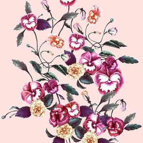 Pansy Peony Bold Plum on Pink // large