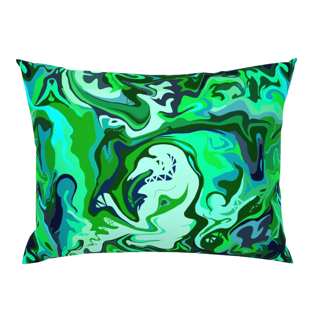 BN6 -  LG - Abstract  Marbled Mystery in Green - Teal - Turquoise