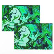 BN6 -  LG - Abstract  Marbled Mystery in Green - Teal - Turquoise