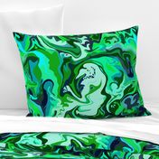 BN6 -  LG - Abstract  Marbled Mystery in Green - Teal - Turquoise