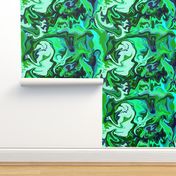 BN6 -  LG - Abstract  Marbled Mystery in Green - Teal - Turquoise