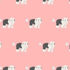 old english sheepdog funny dog fart dog breed fabric pink