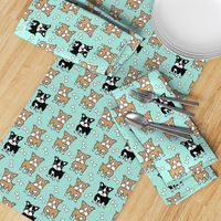 Boston Terrier brown and black on mint