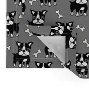 Boston Terrier black on grey