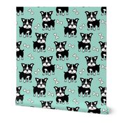 Boston Terrier black on mint