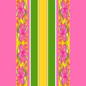 Bright Floral Lily stripes