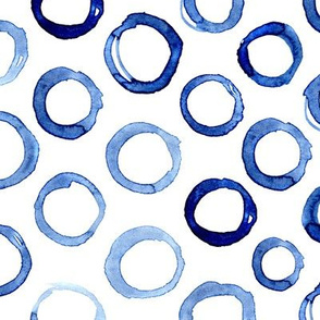 Watercolor blue circles, larger scale